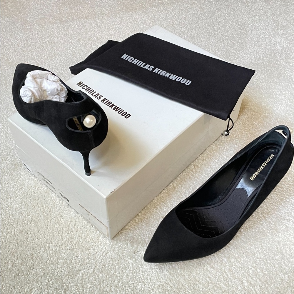 Nicholas Kirkwood black stilettos with pearl embellishment